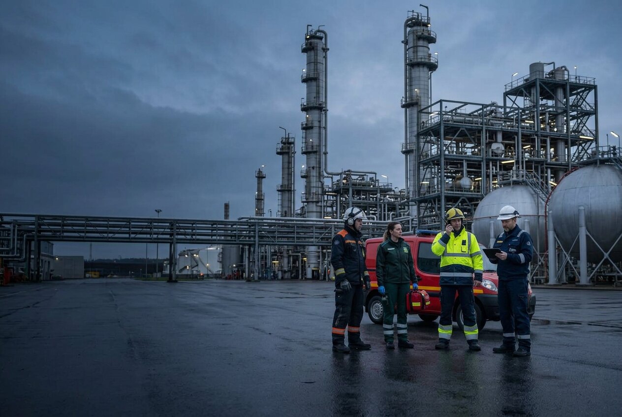 Illustrative mixed emergency response team at an oil-and-gas processing facility